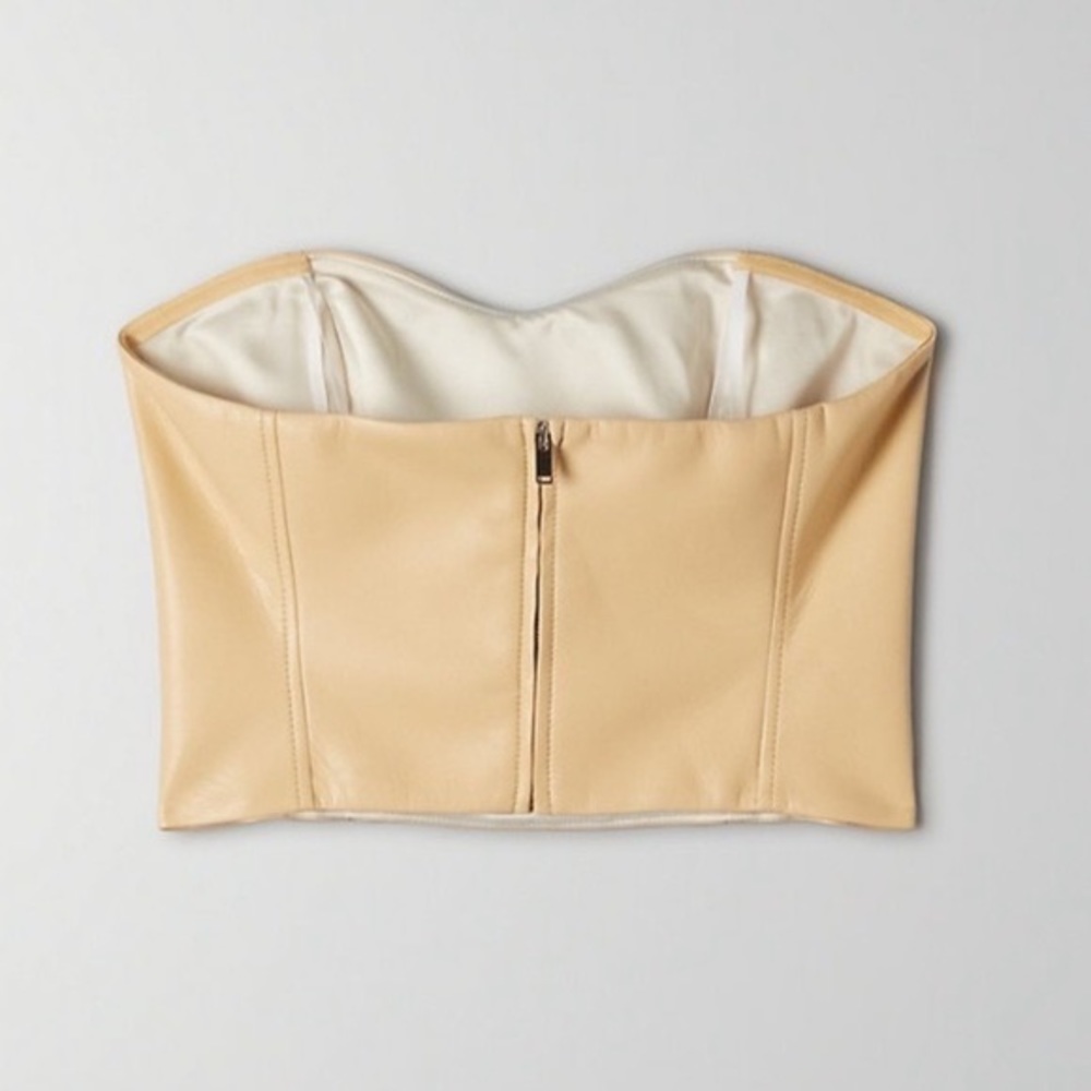 ❣️SOLD❣️ New Babaton Yellow Cindy Strapless Top in Vegan Leather Size 2 - Picture 2 of 9